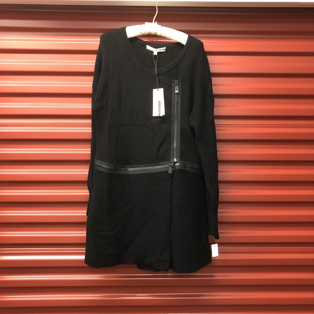 TRACY REESE(NEW)-BLACK WOOL BLEND ZIPPERED SWTR